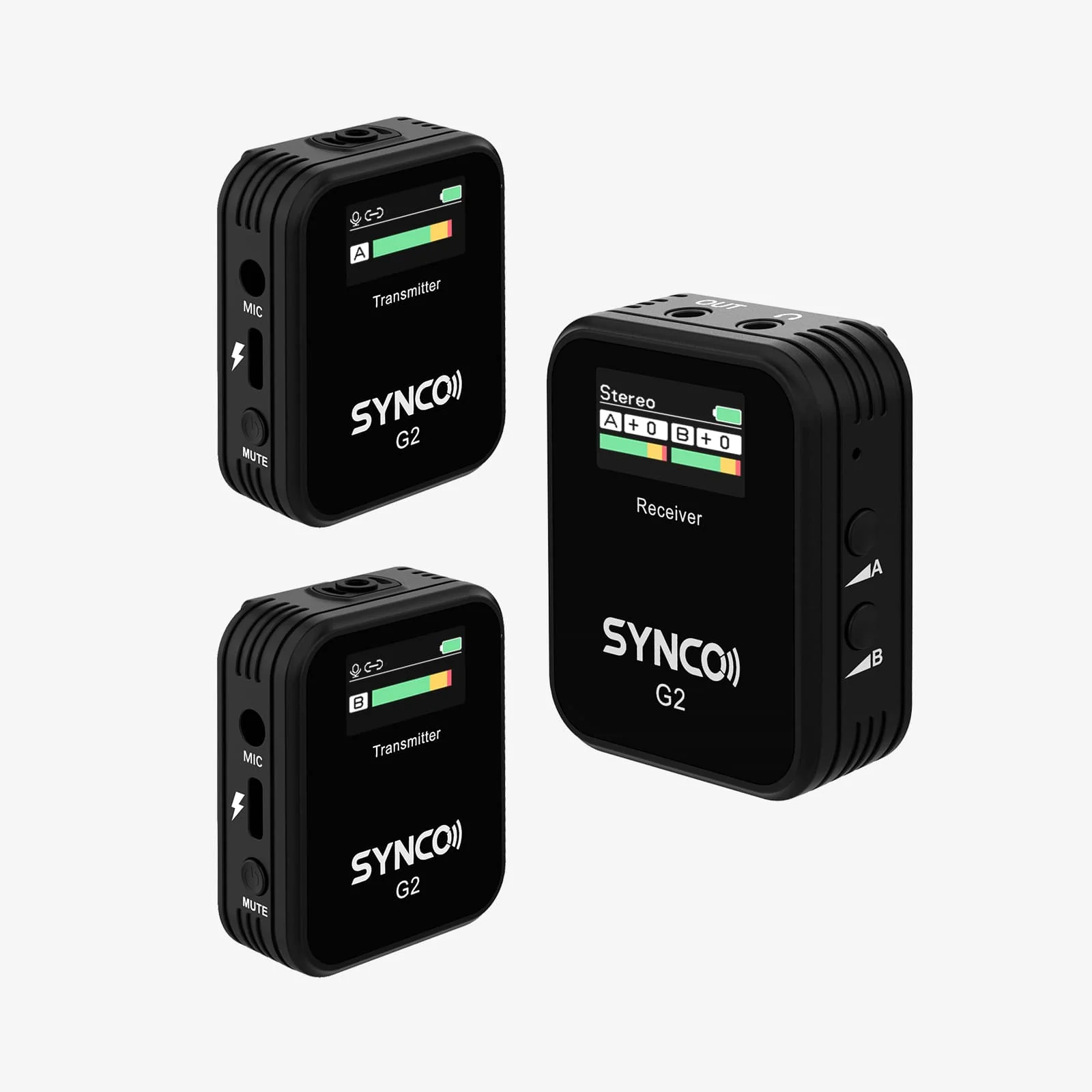 SYNCO G2(A2) Quality Dual Wireless Microphone, 2 Transmitters, 8h Recording, 200m Transmission Range, TFT Screen - Image 2