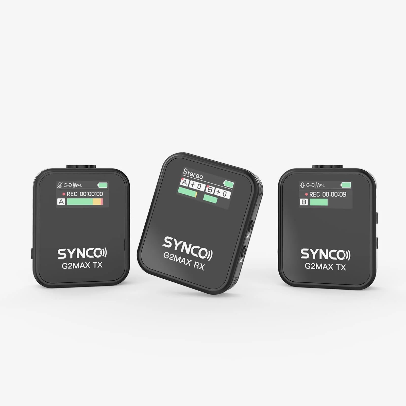 SYNCO G2 Max Wireless Microphones for Video, 8GB Onboard Recording, 8h Recording, 200m Transmission, TFT Screen
