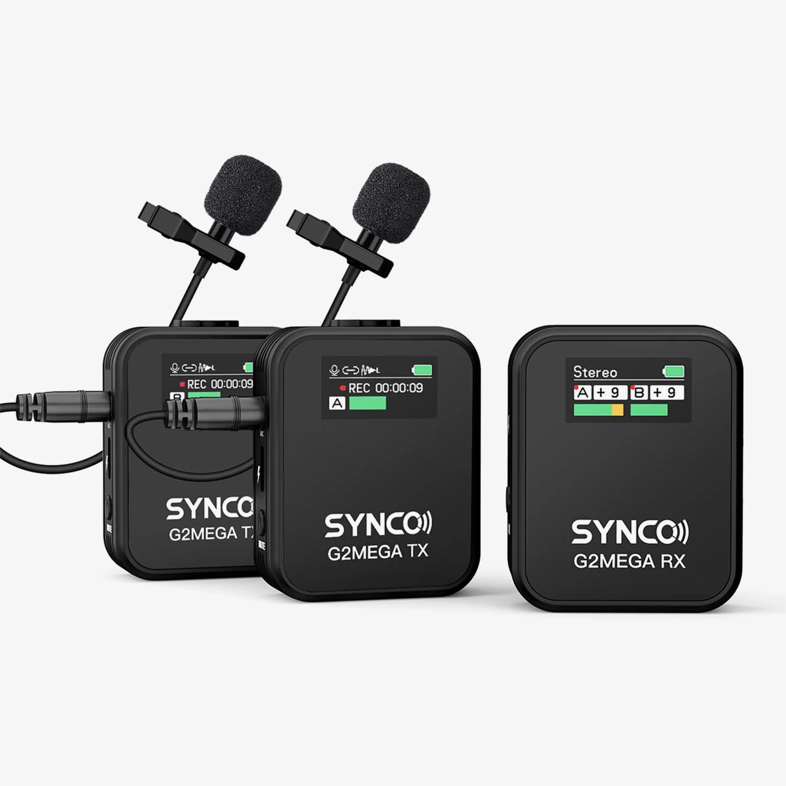 SYNCO G2 Mega Wireless Microphones for Filming with Charging Case, 24h Recording Total, 8GB Onboard Recording, 200m Transmission, TFT Screen - Image 4