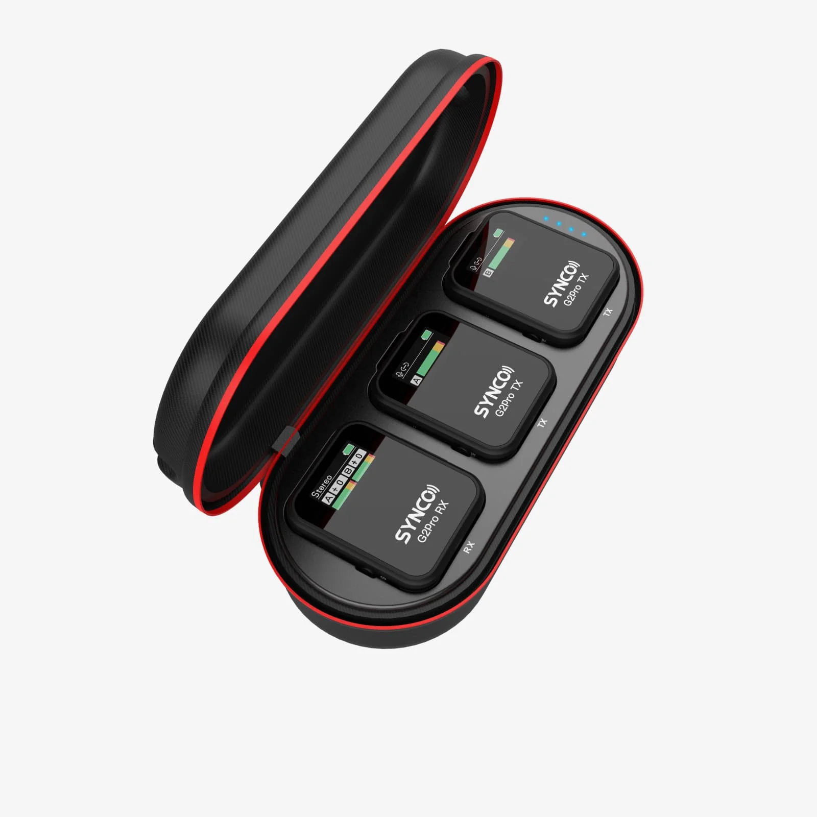 SYNCO G2 Pro Long Range Wireless Microphone with Charging Case, 24h Recording Total, One-Click Noise Cancellation, 200m Transmission, TFT Screen